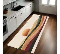 Estilo Abstracto Alfombra de Cocina 50 x 80 cm Colinas y montañas Sol Antideslizante y Lavable, Camino Multiusos Resistente al Desgaste, Antimanchas, Ideal para Bajo Fregadero y Fogones