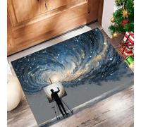 Estilo Abstracto Felpudo Antideslizante - 60 x 90 cmCielo Estrellado Clásico La Galaxia Trampa de Tierra Felpudo Exterior e Interior para Entrada Limpia - Fácil de Cuidar - Azul Oscuro