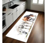 Estilo Acuarela Alfombra 40 x 120 cm Animal Caballo Antideslizante Lavable en Lavadora, Tapis Moderno de Pelo Corto para Cocina, Comedor y Habitación
