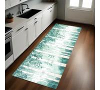 Estilo Acuarela Alfombra de Cocina 60 x 180 cm Hojas de Plantas del Bosque Antideslizante y Lavable, Camino Multiusos Resistente al Desgaste, Antimanchas, Ideal para Bajo Fregadero y Fogones