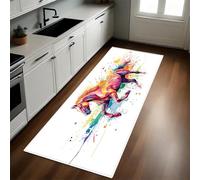 Estilo Acuarela Felpudo Pasillo 50 x 140 cm Animal Caballo Antideslizante Alfombra de Corredor Suave para Cocina, Entrada y Decoración del Hogar