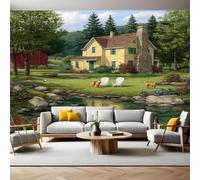 Estilo Acuarela Fotomurales Una casa de campo con encanto Murales Papel Pintado Salon 350 x 250 cm Tejido No Tejido Papel Tapiz Fotográfico Sala Cuarto Oficina Salón Hotel