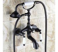 Estilo Americano Negro Archaize Simple Flor Sistema de Ducha latón baño Grifo Ducha Conjunto Grifo Mezclador 0027 - (Color: A)