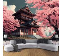 Estilo Anime 3D Murales De Pared,Flores De Cerezo Arquitectura Papel Pintado Murales Decoración Hogareña Artes De Salón,Dormitorio,Habitación Para Niños,Pared De Tv 450 × 315 Cm