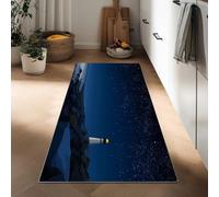 Estilo Anime Alfombra Cocina Lavable 50 x 140 cm Alfombra Corredor para Pasillo Antideslizante, Faro Cielo Nocturno Estrellas Playa para Pasillo Salon Dormitorio Cocina Lavandería Entrada Tapete
