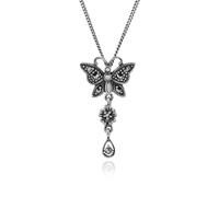 Estilo Art Nouveau Redondo Marcasita Mariposa Colgante En 925 Plata de Ley