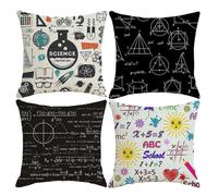 (Estilo B) Juego de 4 fundas de almohada con fórmulas matemáticas, diseño creativo de ecuación geométrica