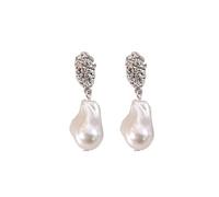 Estilo barroco Pendientes de perlas-Blanco Irregular Faux Pearl Pendientes de gota Elegante Declaración Joyas para Fiesta Banquete y Regalo