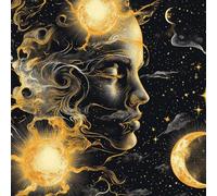 Estilo Bohemio Papel Pintado Autoadhesivo 0.45x5 m Dios del Sol Luna Decorativo Muro Pegatina Impermeable Mate Papel Pared Grueso Fácil Limpiar Wallpaper para Dormitorio Salon Adhesivo Muebles