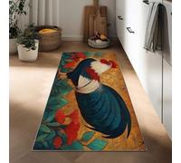 Estilo Campestre Gallo Flores Alfombra de Pasillo Corredor Pila Corta 60 x 150 cm, Color Naranja Alfombra de pasillo de lujo antideslizante suave lavable para entradas, pasillos, lavandería, cocina