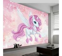 Estilo Caricatura Papel Pintado Mural de Pared, 200 x 140 cm Decoración Moderna, Animales Oníricos Caballo Alas Diseño de Pared para Salón, Dormitorio, Oficina, Pasillo, Póster