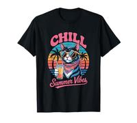 Estilo Chill Cat Summer Vibes Camiseta
