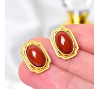 Estilo Chino Eardrop Palace Retro Estilo Frío 925 Pendientes de Plata Antiguos Chapados en Oro Incrustados con Pendientes de Ágata Roja Del Sur Mujeres, LJBLEUSK