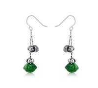 Estilo Chino Eardrop S925 Pendientes de Plata de Optimización Jade Lotus Retro Personalidad Que Coincide con Todos Los Pendientes de Temperamento e, LJBLEUSK, el Argent