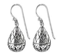 Estilo Chino S925 Pendientes de Plata Esterlina Estilo Retro Etnia Pendientes de Buda de Loto de Patrón Hueco Mujeres Como Se Muestra, LJBLEUSK
