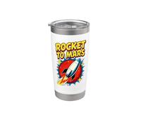 Estilo cómic Rocket to Mars de los años 50 Vaso térmico de acero inoxidable de doble pared