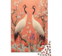 Estilo de Arte Floral Oriental Aves grullas Rompecabezas Puzzle,38x26cm/1000pcsAdulto Juego EduGatoivo Decoración del Hogar