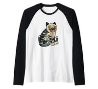 Estilo de arte popular coreano del espíritu del tigre místico Camiseta Manga Raglan