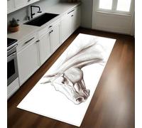 Estilo De Boceto Alfombra de Cocina 60 x 180 cm Boceto de un Caballo Antideslizante y Lavable, Camino Multiusos Resistente al Desgaste, Antimanchas, Ideal para Bajo Fregadero y Fogones
