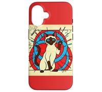 Estilo de cómic de Gato súper siamés Carcasa para iPhone 16