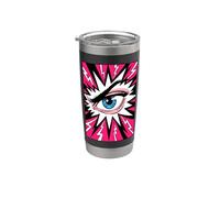 Estilo de cómic Eye Ball Lashes Art Optometry Job Eye Sight Vaso térmico de acero inoxidable de doble pared