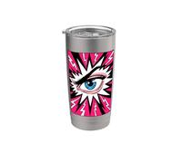 Estilo de cómic Eye Ball Lashes Art Optometry Job Eye Sight Vaso térmico de acero inoxidable de doble pared