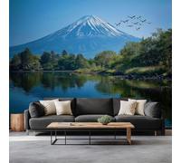 Estilo De Fotografía Fotomurale Murales Monte Fuji Lago 500 x 280 cm Papel Pintado no Tejido, Azul Papel Tapiz Fotográfico - Salon Dormitorio Oficina Mural de Decoración de Pared