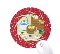 Estilo de Hong Kong, China, Dim Sum Wheel mouse pad de goma roja redonda