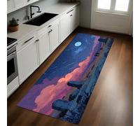 Estilo De Ilustración Alfombra 40 x 120 cm Meteorito del Cielo y la Luna de Dibujos Animados Antideslizante Lavable en Lavadora, Tapis Moderno de Pelo Corto para Cocina, Comedor y Habitación