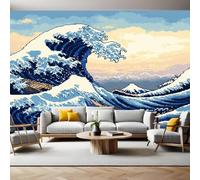 Estilo de Juego Mural Fotográfico Ola japonesa Papel Pintado 3D Tejido No Tejido Moderno Arte Dormitorio Sala de Estar Hogar TV Fondo Pared PóSter Decorativo 350x250 cm