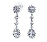 Estilo De La Vendimia De La Novia De Piedras Preciosas Simuladas Declaración Pave Halo Cubic Zirconia AAA CZ Largo Colgante Oval Teardrop Pendientes Lámpara De Araña Para Las Mujeres