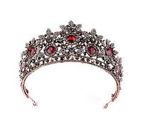 Estilo de mujer Red Crystal Rhinestone Bridal Crown Vintage Tiara Beauty Pageant para la boda Accesorios para el cabello Bridal Tiara