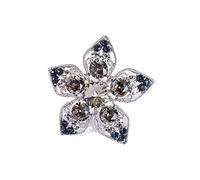 Estilo de mujeres Fashion Fashion Flowage Broche Blue Gris Rinestone Pins para traje de joyería atmosférica Accesorio (Color de metal: plateado)