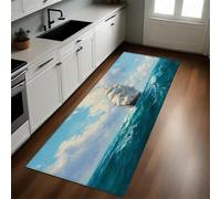 Estilo De Pintura Al Óleo Alfombra de Cocina 60 x 180 cm Velero oceánico Antideslizante y Lavable, Camino Multiusos Resistente al Desgaste, Antimanchas, Ideal para Bajo Fregadero y Fogones