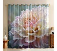 Estilo De Pintura Al óLeo Cortinas Opacas Flor de Dalia Estampadas Cortinas Térmicas Aislantes Frío Calor con Ojales para Dormitorio y Salón - 2 Piezas 110An x 215Al cm Decoración Hogar
