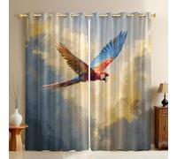 Estilo De Pintura Al óLeo Cortinas Opacas Loro Volador en Acuarela Estampado 3D, Térmicas Aislantes y Reducción de Ruido para Dormitorio Salón y Habitación Infantil 2 Paneles 110An x 215Al cm
