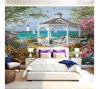 Estilo De Pintura Al óLeo Fotomurales Pabellón junto al mar Murales Papel Pintado Salon 350 x 250 cm Tejido No Tejido Papel Tapiz Fotográfico Sala Cuarto Oficina Salón Hotel