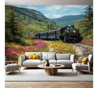 Estilo De Pintura Al óLeo Fotomurales Tejido no Tejido antiguo tren de vapor Papel Pintado Decor de Pared Murales Póster Efecto 3D Papel Tapiz Moderno para Dormitorio Salón TV Pared 300 x 210 cm