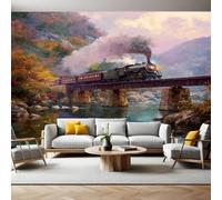Estilo De Pintura Al óLeo Fotomurales Tejido no Tejido Un tren viejo Papel Pintado Decor de Pared Murales Póster Efecto 3D Papel Tapiz Moderno para Dormitorio Salón TV Pared 300 x 210 cm