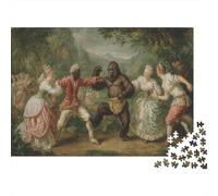 Estilo de Pintura al óleo Hombre Negro Jugando con un Gorila Rompecabezas Puzzle,38x26cm/1000pcsAdulto Juego Educativo Decoración del Hogar