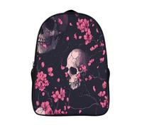 Estilo de tinta Mochila Infantil Colegio Y La Guardería Con Calavera And Pink Cherry Blossoms Bolsa De Escuela Ideal Niños Y Niñas 16 inch