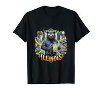Estilo de Viaje de Illinois City Bear Urban Skyline Camiseta