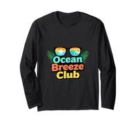 Estilo de Vida Retro de Ocean Breeze Club Coastal Summer Manga Larga