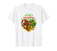Estilo de Vida Saludable Diseño de corazón de Frutas y Verduras Camiseta