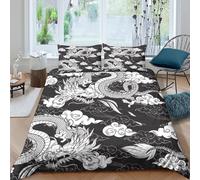 Estilo Dragón Oriental 3D Impreso Funda Nórdica Microfibra Decoración Dormitorio Juego de Ropa de Cama Diseño Dragón Suave Transpirable para Adultos Jóvenes Super King（260x220cm）