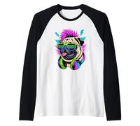 Estilo Era Punk Pug Gafas de Sol Pugs Chinos Camiseta Manga Raglan