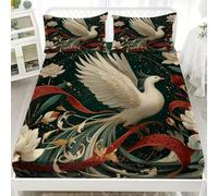Estilo éTnico FéNix Flores Sábana Bajera Ajustable 135x190x30cm, Transpirable Tacto Suave Sábana, Negro Sábana Bajera Alta Comodidad Juego De Cama para Cama Individual