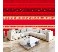 Estilo Étnico Temática Geométrica Rayas Papel pintado fotográfico tejido no tejido 200 x 140 cm murales decorativos modernos para pared Rojo, póster de pared para habitación infantil y salón