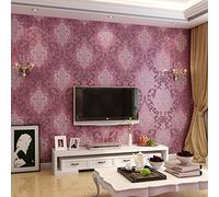 Estilo europeo para sala de estar y habitación de hotel de Ketian luxury 3D no tejido salpicado de papel de damasco dorado Purple Red 0.53m x 10m=5.3m2