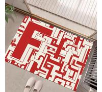 Estilo geométrico abstracto Felpudo Decorativas, Alfombrilla Rojo Patrón de laberinto Antideslizante Junta de Goma Alfombras para Suelos para Exteriores e Interiores Entrar Terraza Garaje 90 x 150 cm